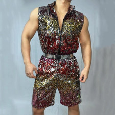 Men Hip Hop Performance Team Street Dance Colorful Sequins Nightclub Stage Wear