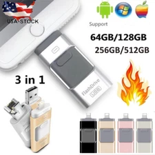 128/256/512GB 2TB USB iFlash Drives External Memory Storage Stick Fr iPhone iPad