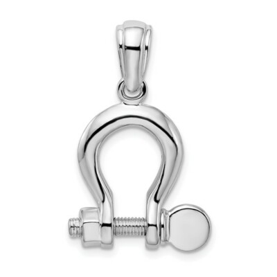 925 Sterling Silver Large 3-D Mariners Anchor Shackle Link Pendant