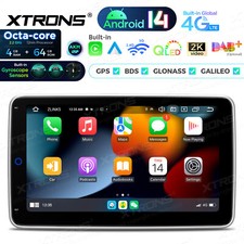 XTRONS 1 DIN Android 14 Car Radio 10.1 Inch QLED CarPlay Android Auto 4 64G 4G