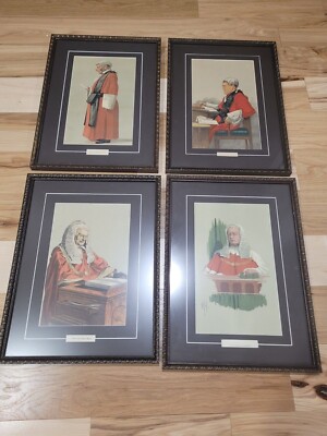  4 Vanity Fair lithographs Red Robed Judges w/ COA by C. A. Burden Alverstone +3