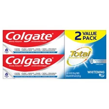 Colgate Total Whitening Toothpaste Gel 4.8 oz Pack of 2 Mint Flavor