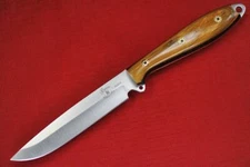 Busse Custom Long 4.75" Elmax Steak Knife .088" Elmax, Full Fossil/Wood Handle