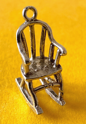 Charme Argent Sterling Vintage Fauteuil à Bascule Antique - 1,6g, 1,7 Cm - NUVO HMK