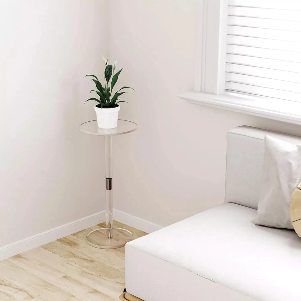 Mesa de Bebidas Acrílica para Espacios Pequeños, 10" L X 10" W X 21.3" H, Lado/Extremo de Bebida Ta Foto 4 de 4