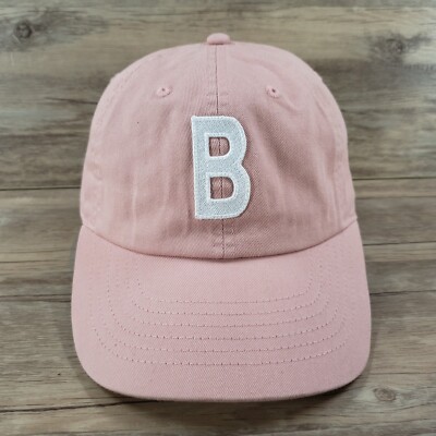 B Lettered Hat Cap Strap Back Rey to Z Womens Pink Dusty Rose Cotton Adjustable