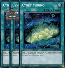 Yugioh! 3x Cynet Mining RA03-EN067 Secret Rare 1st Ed NM