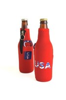 Hat Trick Openers Bottle Cooly Combo With Attached Usa Logo, Red Neoprene, New, on sale Hat Trick Openers Bottle Cooly Combo With Attached Usa Logo, Red Neoprene, New, on sale