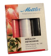 Mettler Poly Sheen Polyester Embroidery Thread 3 Colors in Box, 100m per