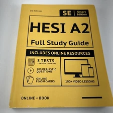 HESI A2 Full Study Guide 2nd Edition: Complete Subject Review with 100 Vi - GOOD