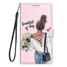 Girl Wallet Phone Case For Samsung iPhone Redmi Google Sony Honor OPPO Moto Mi