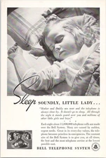 Bell Telephone System 1938 Vintage Print Ad Sleep Soundly Little Lady