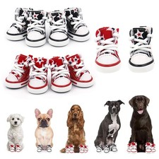 4pcs Pet Small Medium Dog Cat Boots Puppy Denim Sports Anti-slip Shoes Sneakers