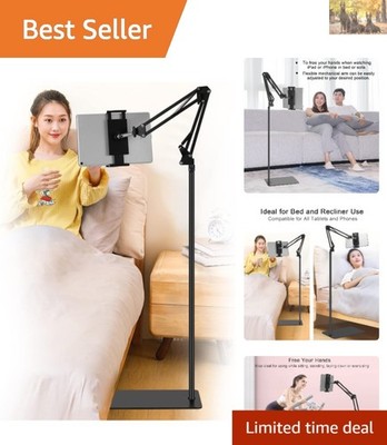Tablet Floor Stand, Adjustable Ipad Holder for Bed & Sofa - 360° Rotating Long A