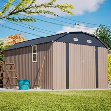 10'x12' Metal Outdoor Storage Shed Heavy Duty Garden Shed w/ Floor Kit & Window