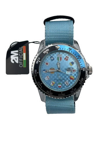 Montre 2M PRIMO EMPORIO Homme Mariner Couronne' Vis Nylon Surdimensionné, Double - Photo 1 sur 3