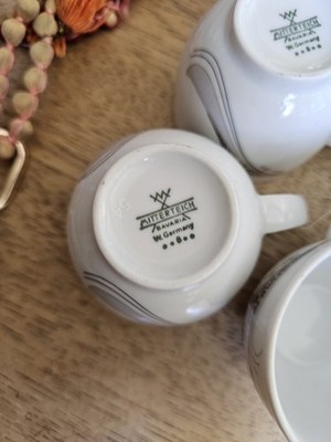 Mid-Century Mitterteich Bavaria Vtg Demitasse Cup & Saucer Set Gold & Silver