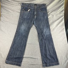 Calvin Klein Jeans Mens 33x34 Blue Denim Straight Zipper Belted Office Casual