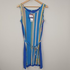 UNIQLO x Les Toiles du Soleil Dress Womens Medium Blue Striped Tie Waist Summer