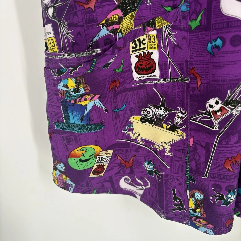 Disney The Nightmare Before Christmas Women Scrub Top Large Purple Novelty Print - Image 4 of 4