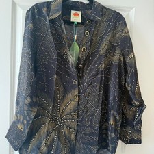 Farm Rio navy and gold blouse
