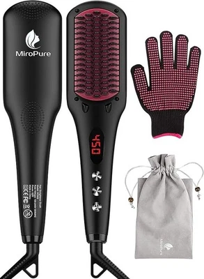 Miropure 2 in 1 Ionic Hair Straightener Brush Hot Comb MCH Heating Smoothing Bru