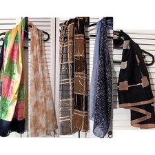 Lot of 5 Fashion Scarves   Mixed Prints  Designs   Lightweight - 2 Have Flaws