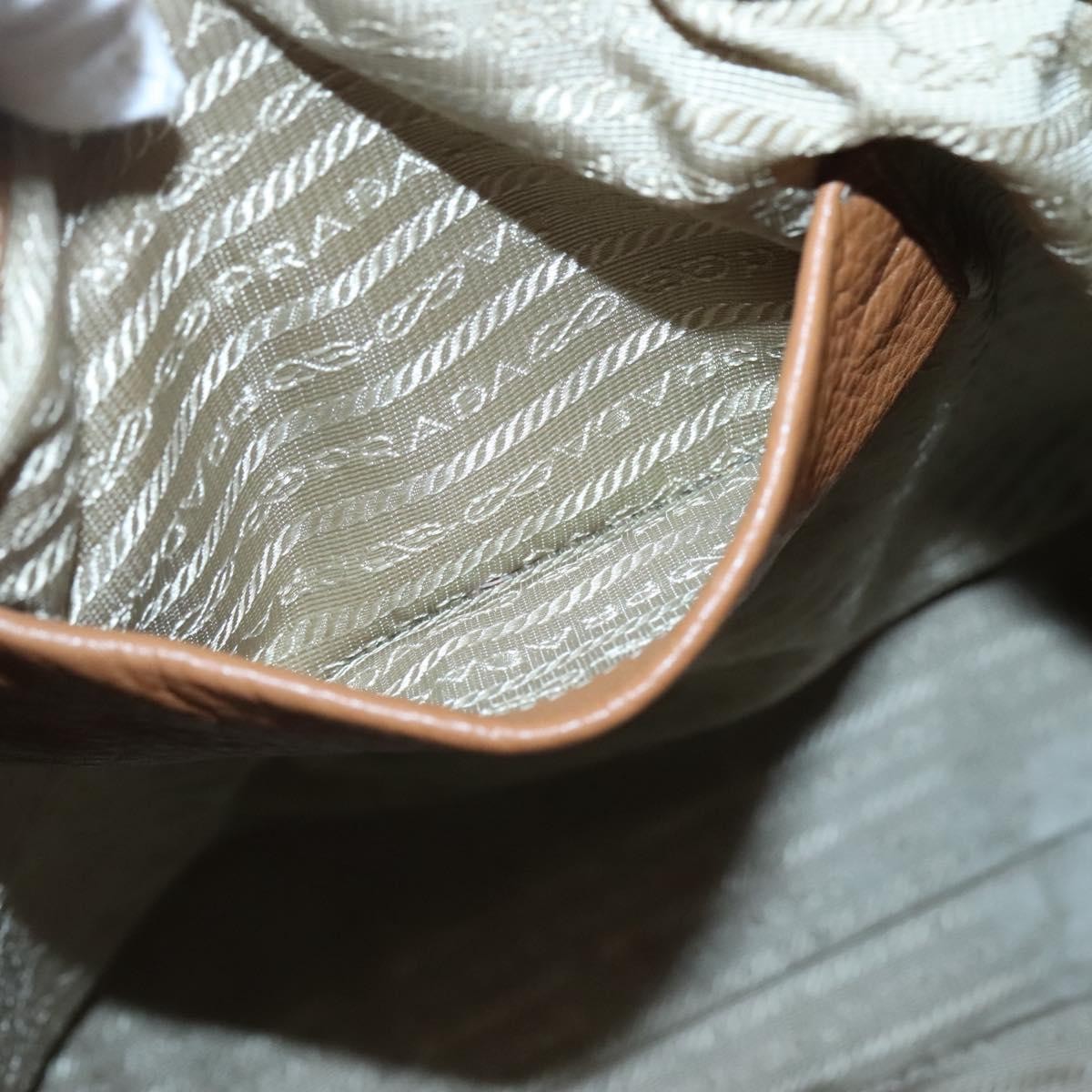 Prada Embossed Logo Convertible Open Tote Vitello Daino Brown Leather Tote Bag thumbnail 23