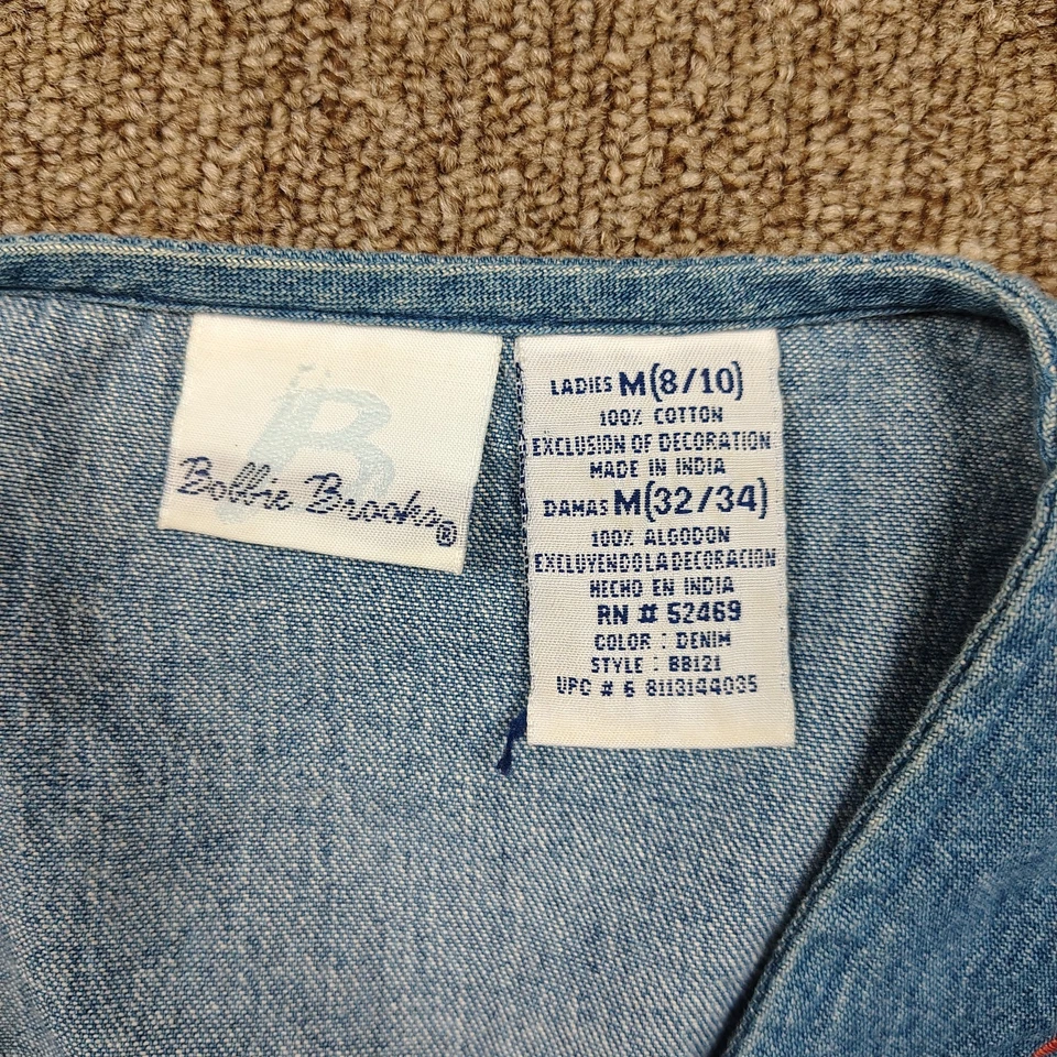 Vintage BOBBIE BROOKS Vest Women's M Blue Denim Farmstead Theme Cotton - Image 2 of 4