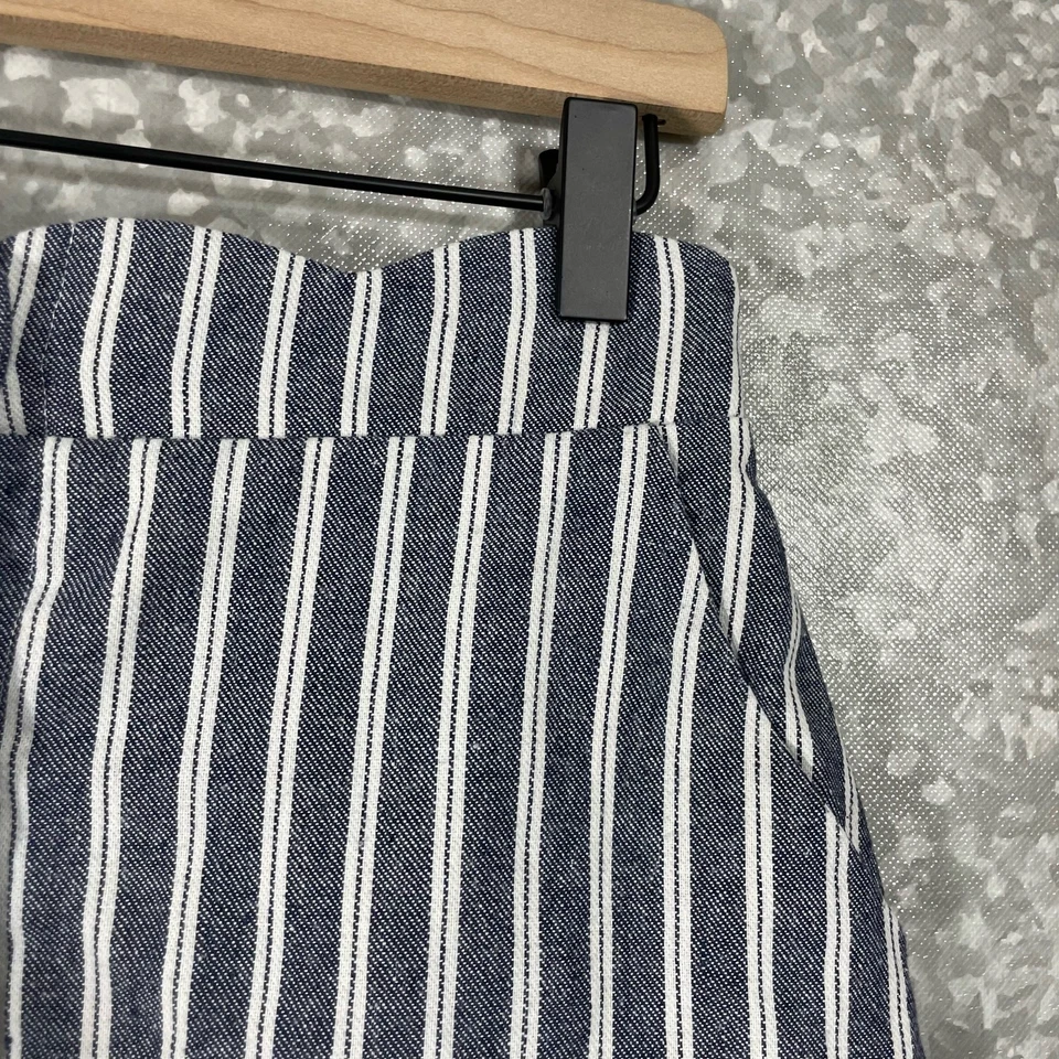 Falda Delantera Día a Día Azul Pimienta Rayas Botón - Talla Mediana - Festoneada Foto 2 de 4