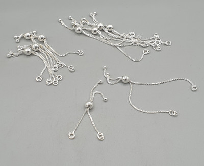 Restposten 10 Stück 925 Sterling Silber Box Kette Armband Sockel Schiebeperle Kugelende