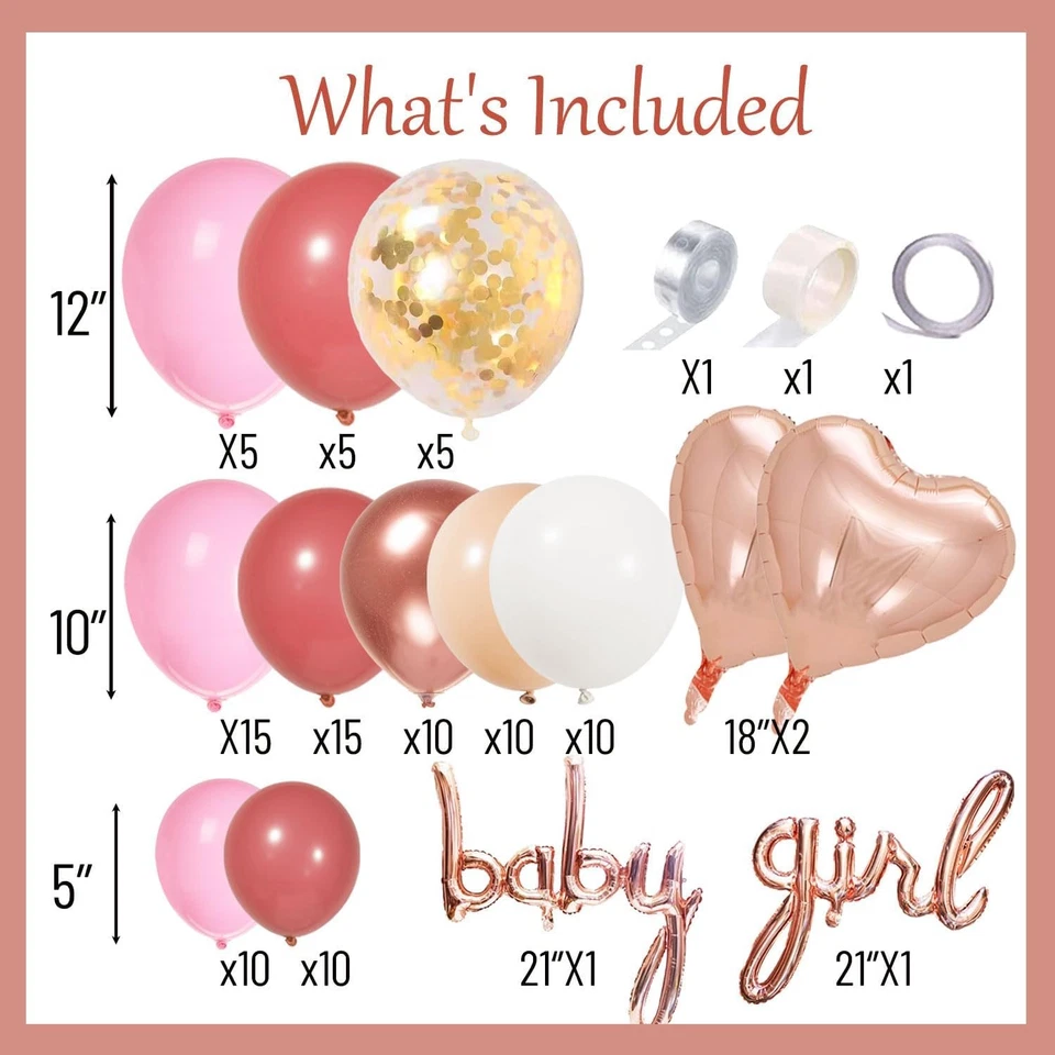 132 piezas Decoraciones Baby Shower Oro Rosa con Cajas Bebé Niña, Boho Rubor Rosa T Foto 2 de 4