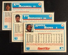 Harold Baines, Tom Brunansky, Kirk McCaskill 1986 Sportflics Cards FREE SHIPPING