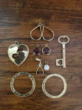 10 Vintage Assorted Themed Charm Gold Tone Lot Set Pendants Unisex Gift Craft