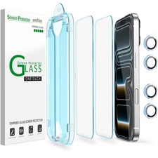 (2+4pack) amFilm for iPhone 17 Pro -OneTouch Glass Screen Lens Protector 6.3"