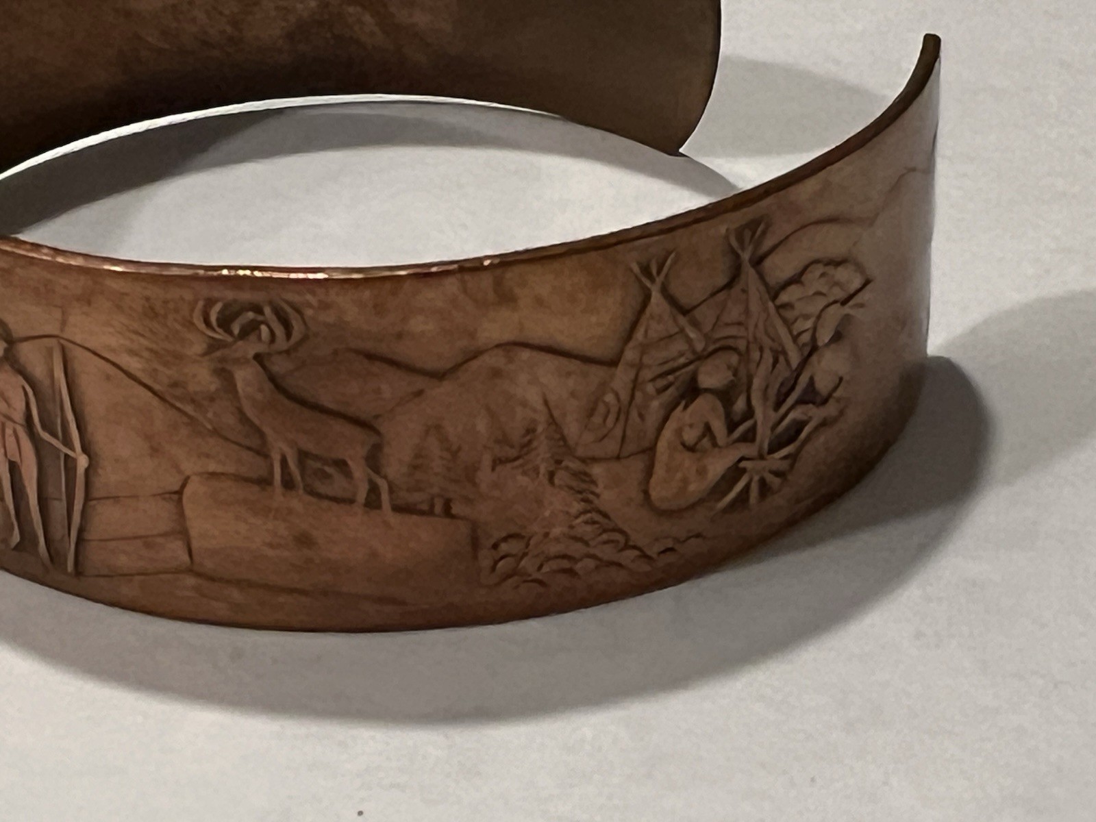 Native American Solid copper story cuff bracelet,… - image 3