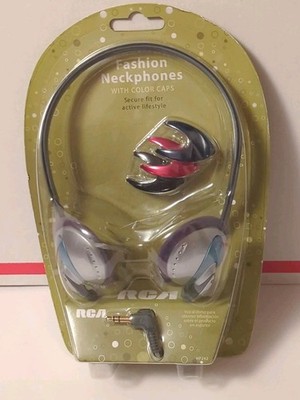 2007 RCA HP242 Neckband Headphones with Color Caps Single-Sided Cord  New SEALED