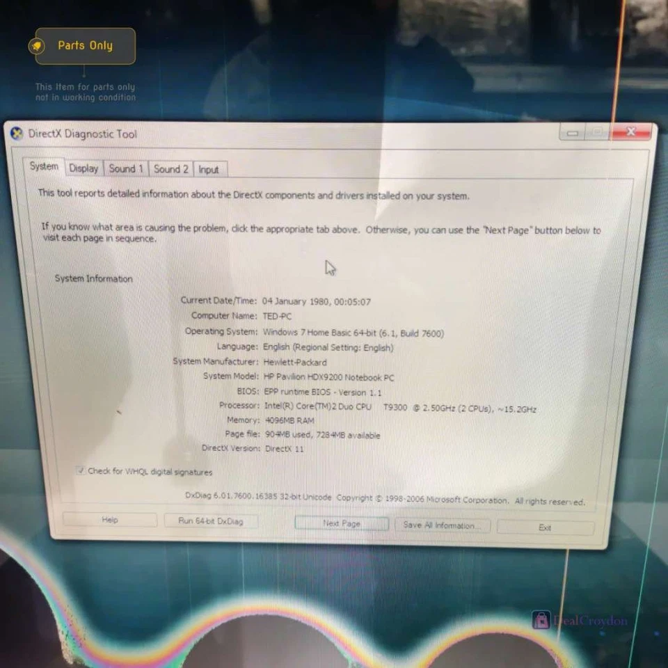 HP PAVILION HDX9200 CORE 2 DUO 4GB RAM NVIDIA GEFORCE 8800M GTS COMPUTER LAPTOP - Image 2 of 4