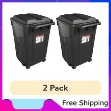 (2 pack) Hyper Tough 45 Gallon Wheeled Heavy Duty Plastic Garbage Can