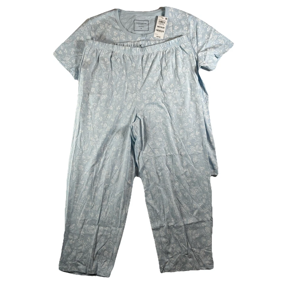 Conjunto de pijama corto de algodón mediano de 2 piezas Charter Club para mujer cachemira floral Foto 4 de 4