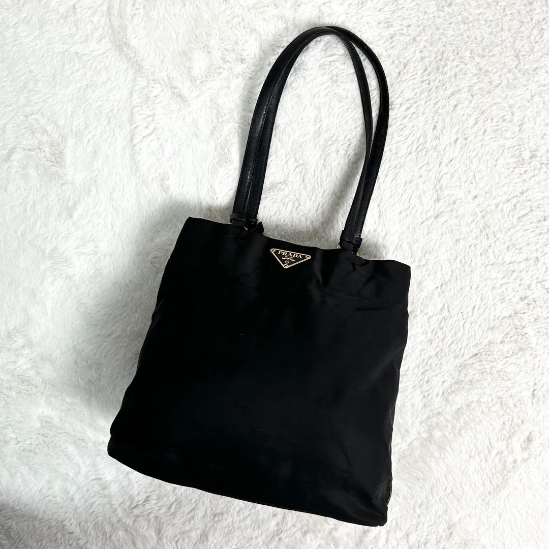 Excellent Condition PRADA Triangle Logo Plate Nylon Leather Shoulder Tote Bag Bl thumbnail 12