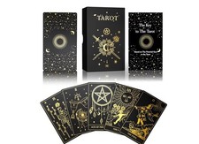 Gold Foil Tarot Cards with Guide Book Set Gift Box for Beginner Expert.