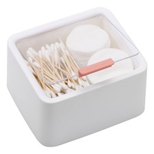 2 Slot Cotton Swab Ball Qtip Holder Jar Plastic Container Dispenser Box with Hin