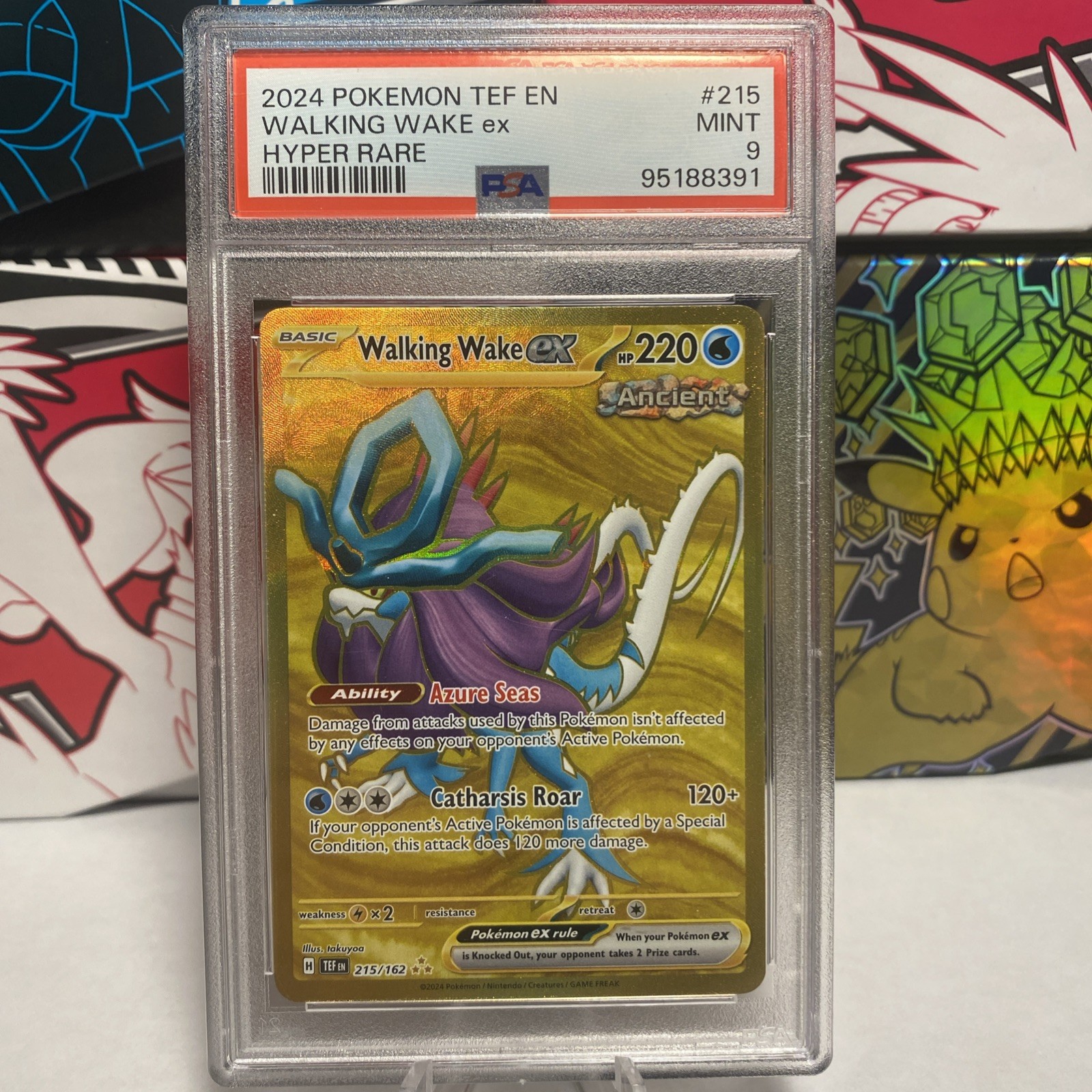 Pokemon SV Temporal Forces Hyper Rare Gold Walking Wake ex 215 PSA 9 MINT