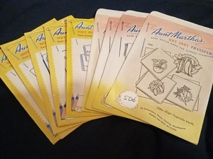 Lot of Vintage Aunt Martha's Hot Iron Transfers (5 Unused)- 4 Used