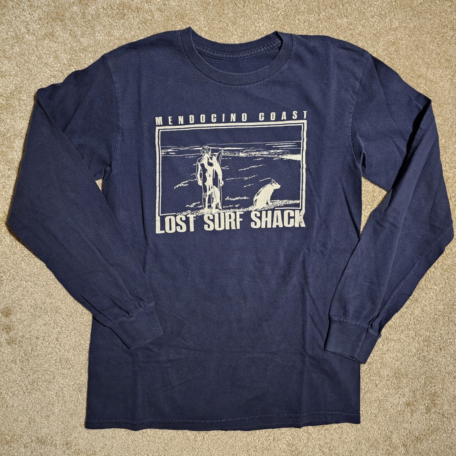 Vintage Y2k Faded Lost Surf Shack Small LS T-Shirt Distressed Wave Skate Indie