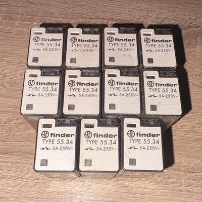 Finder Type 55.34 Plug-In Relay 4PDT 14-Pin 5A 250V AC Lot of 10