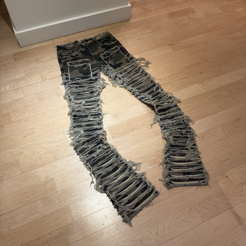 Majestik Camo Shredded Stacked Jeans