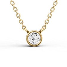14K Yellow Gold 0.25CT Lab Grown Round Shape Diamond Solitaire Pendant