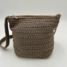 The SAK Original Tan Purse Crochet Boho Lined Shoulder Crossbody Handbag
